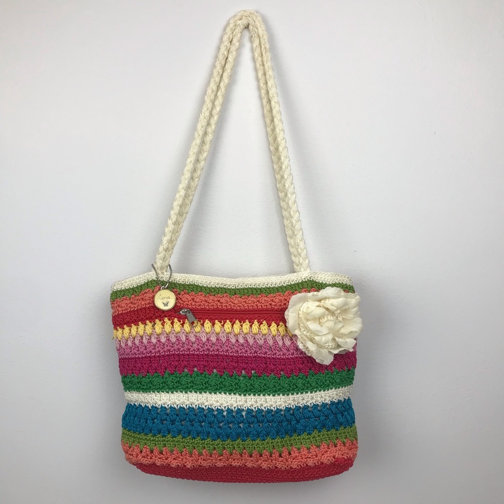 Lina Rainbow Crochet Boho Festival Shoulder Purse Bag